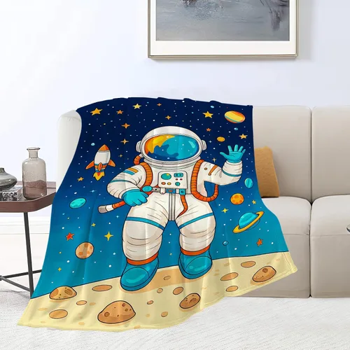 Vista 5 de Manta de Astronauta Manta de Astronauta Acogedora y Cálida Hombre del Espacio Manta de Vellón Suave Esponjosa de Felpa Manta Ligera Suave Decoración