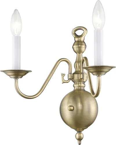 Vista 3 de Livex Lighting 5002-01 Williamsburg - Aplique de pared de latón antiguo con 2 luces