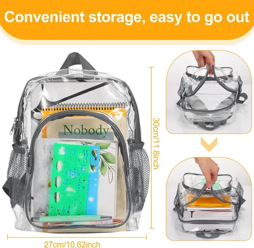 Vista 2 de 2 piezas bonita mochila transparente de plástico transparente para niños de 1 a 5 años Gris rosa