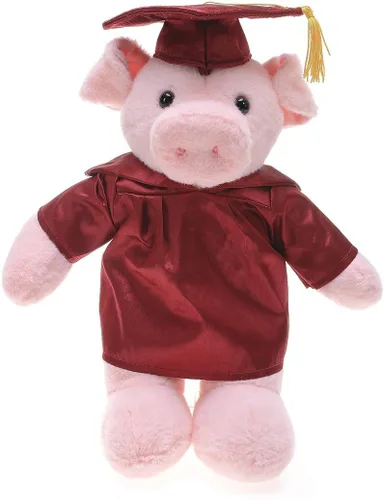 Vista 7 de Plushland Juguetes de peluche de cerdo, regalos para el día de graduación, texto personalizado, nombre o logotipo de tu escuela en el vestido, lo