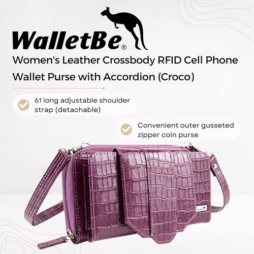 Vista 2 de Mini bolso cruzado de cuero para mujer con bloqueo RFID Pebbled