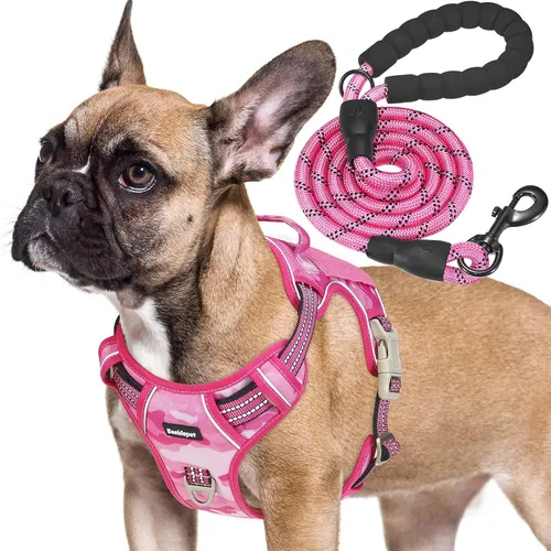 Vista 6 de Beebiepet Arnés táctico resistente para perros pequeños, arnés ajustable sin tirones para mascotas, arnés reflectante de servicio de entrenamiento