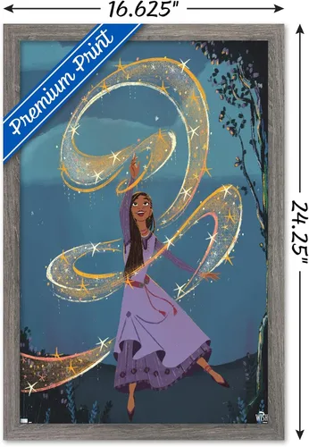 Vista 3 de Trends International Disney Wish - Póster de collage de 6 (Asha), póster de pared, 22.4 pulgadas de largo x 14.7 pulgadas, versión enmarcada
