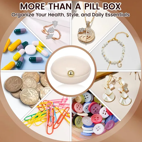 Vista 9 de iplusmile Organizador de píldoras de viaje, 4 compartimentos, pastillero portátil, caja de medicina diaria para vitaminas grandes, contenedor a