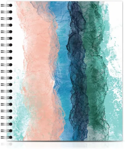 Vista 11 de Cuaderno pequeño de diseño encuadernado en espiral, diseño de puesta de sol en la playa, 9.75 x 7.5 pulgadas, 70 hojas, 100% reciclado, poages