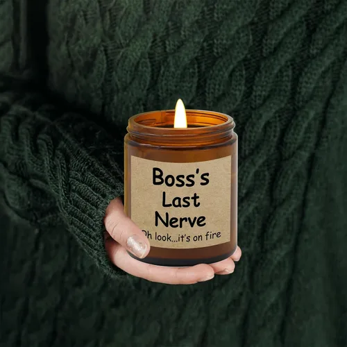 Vista 7 de Lihome Regalos de Jefe para Mujeres y Hombres - Divertidos Regalos para el Día del Jefe, Colaborador, Empleado, Vela Perfumada con Aroma a Vainilla