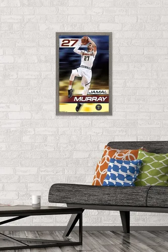 Vista 2 de Trends International NBA Denver Nuggets - Póster de pared de Jamal Murray 19, 14.725 x 22.375 pulgadas, versión enmarcada de madera de granero