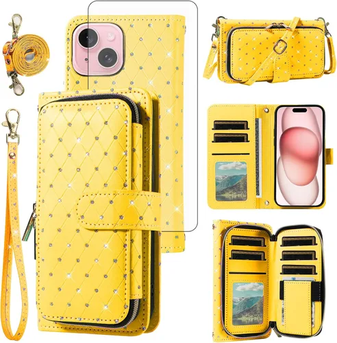 Vista 94 de Funda para teléfono iPhone 6 6S con cremallera y protector de pantalla con protector de pantalla, correa de cordón cruzado, ranura para iPhone 6 Six