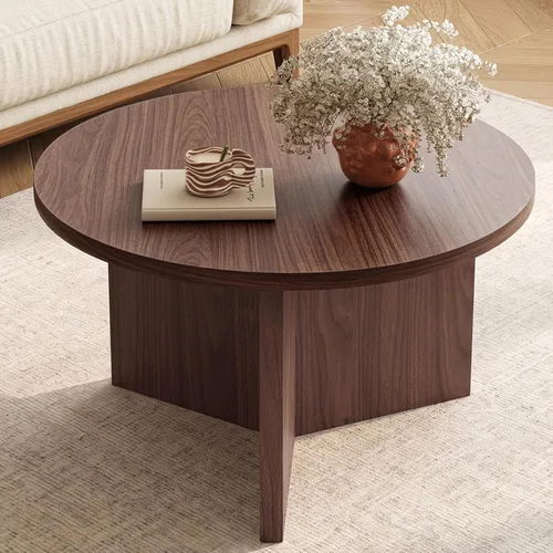 Vista 10 de Luoxiao Mesa de Centro de 27.5'' para Espacios Pequeños, Mesa Moderna Minimalista para Sala de Estar, Mesa Auxiliar Redonda Pequeña Duradera y Negro