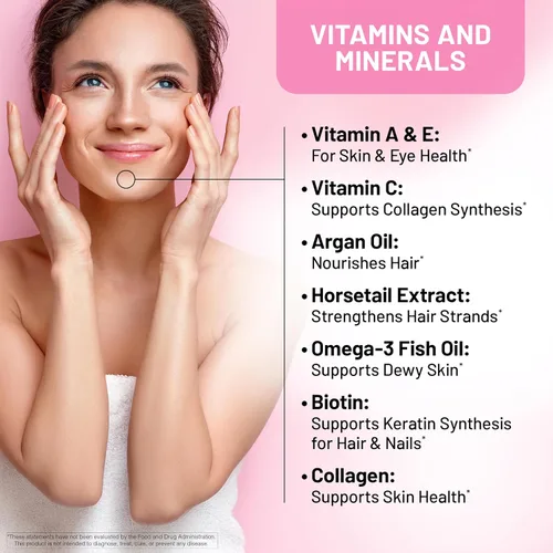 Vista 3 de NatureWise Vitamina para el cabello, piel y uñas, biotina 5000mcg con ácido hialurónico, colágeno para mujeres con complejo C, B, D3, A, E, hierro