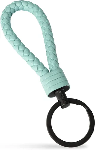 Vista 9 de SERASAR Llavero de cuero fuerte con llavero de acero inoxidable - Anillos adicionales para llaves pequeñas - Con caja de regalo