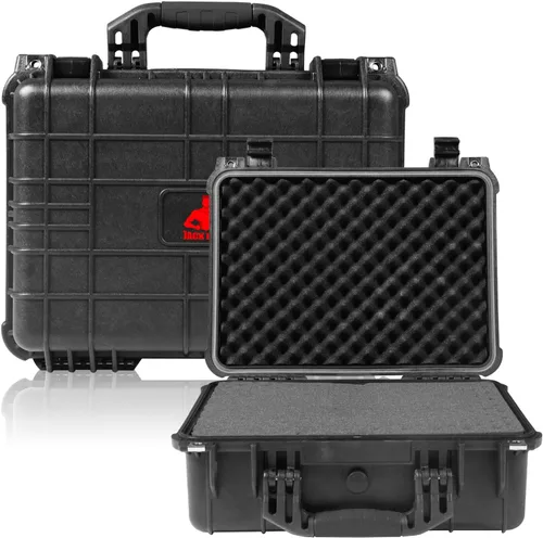 Vista 10 de Jack Boss Estuche rígido, 14 x 11.5 x 6.5 pulgadas, portátil, resistente al clima, impermeable, funda protectora para cámara con espuma Negro