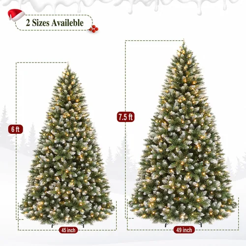 Vista 5 de Preit Árbol de Navidad artificial de 7.5 pies parcialmente Parcialmente flocado