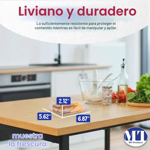 Vista 2 de MT Products Recipientes transparentes para llevar OPS de 6.8 x 5.6 x 2.1 pulgadas, recipientes de plástico para postres con tapas, paquete de 40