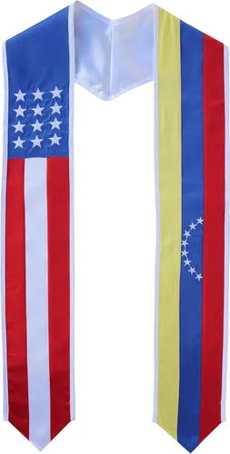 Vista 13 de Del Mex - Bandera del país y Estados Unidos, estola de graduación internacional Brasil / Estados Unidos