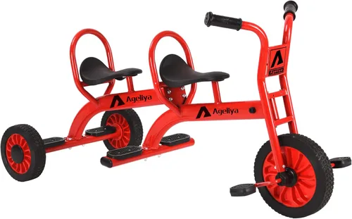 Vista 7 de Triciclo infantil para preescolares a partir de 3 años, ideal para patio de juegos al aire libre y guardería, triciclo de pedal de metal duradero