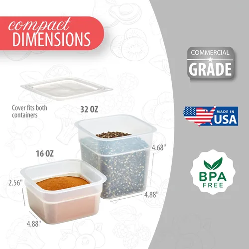 Vista 3 de Cambro - Recipientes de almacenamiento de alimentos con tapas, translúcidos (seguros para microondas y sin BPA), contenedor de almacenamiento