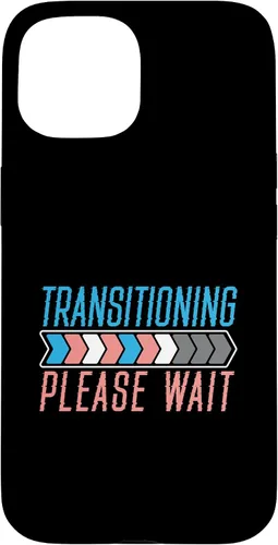 Vista 6 de Funda transgénero LGBTQ para iPhone 16 Transitioning Please Wait Rainbow Pride