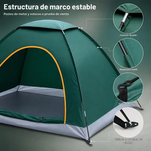 Vista 5 de Tienda de campaña para camping - Tienda de campaña ligera para mochileros con mosca de lluvia, impermeable y resistente al viento, fácil