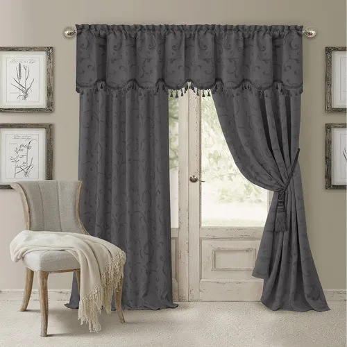 Vista 29 de Elrene Home Fashions Cenefa Opaca Jacquard Scroll Mia, 52" x 19" (1 Cenefa), Dorado