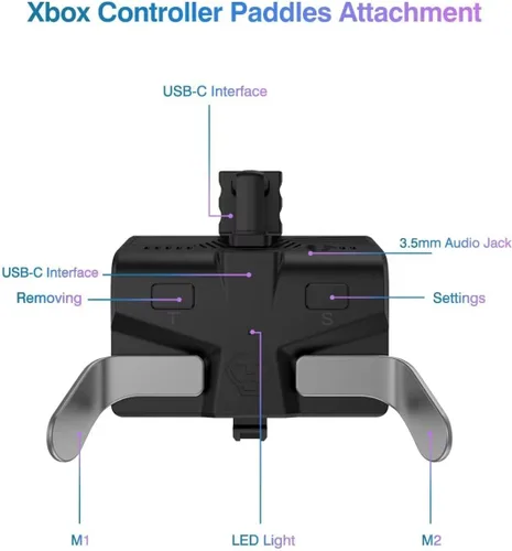 Vista 5 de Paletas para controlador de la serie Xbox, accesorio Strike multifuncional botón trasero accesorio para controlador Xbox, 2 teclas traseras