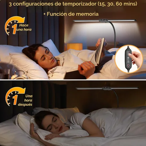 Vista 7 de Syrinx Lámpara de escritorio LED para oficina en casa, lámpara de Iluminación de área amplia para el cuidado de los ojos, cuello de cisne