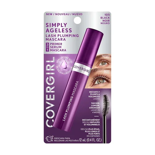 Vista 3 de COVERGIRL Simply Ageless Máscara de Pestañas Voluminizadora, Negro, Paquete de 1 105 Negro