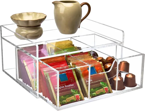 Vista 9 de Organizador de bolsas de té de acrílico resistente, caja de Tipo B (8 compartimentos)