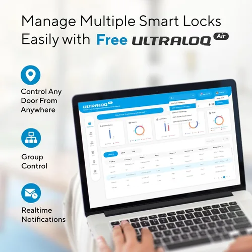Vista 8 de ULTRALOQ U-Bolt Pro WiFi - Cerradura inteligente con manija, juego de cerradura de puerta sin llave con huella digital y palanca, cerradura