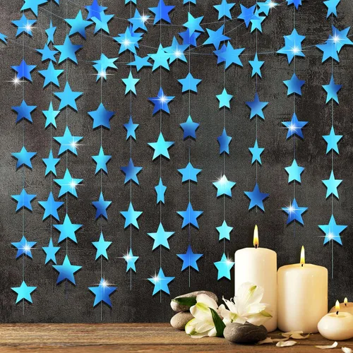 Vista 22 de Patelai Guirnalda de estrellas con purpurina 2026, decoración de graduación de 130 pies, pancarta colgante de estrella para fiesta, cumpleaños