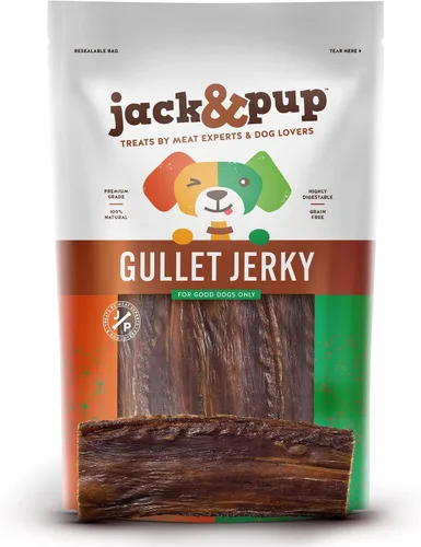 Vista 8 de Jack&Pup Beef Gullet Bites (1 libra) Gullet Jerky para perros pequeños y medianos, golosinas de esófago de res de un solo ingrediente para cachorros