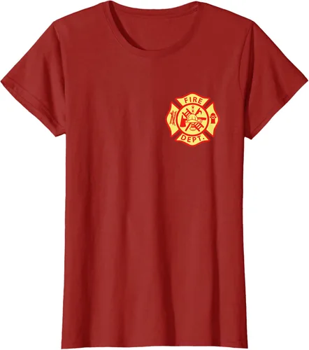 Vista 47 de Camiseta con logotipo de bomberos con símbolo de bombero, Negro