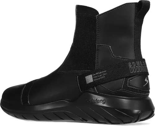 Vista 7 de Soulsfeng Zapatillas de deporte altas de moda zapatos reflectantes de cuero empalme ligero antideslizante zapatos para caminar