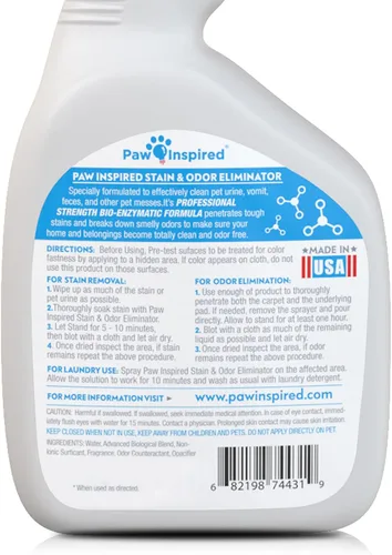 Vista 6 de Paw Inspired Limpiador enzimático, espray eliminador de manchas y olores