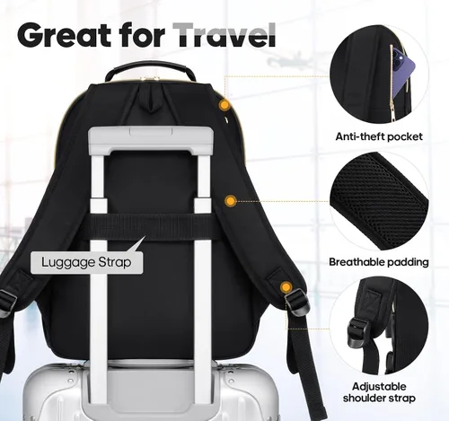 Vista 6 de UKEIN Mochila para mujer, mochila impermeable y elegante para el hombro, Negro acolchado (diamante), Casual