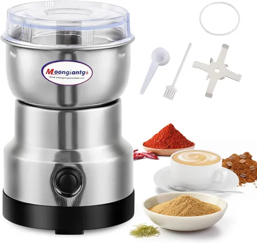 Vista 10 de Moongiantgo Molinillo de café eléctrico, mini molinillo de especias, molinillo rápido de 200 W, 10 segundos, molino de grano seco para especias