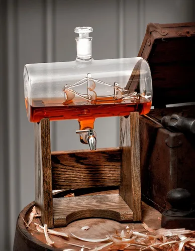 Vista 3 de Decantador de licores – 1150 ml para Vodka, Bourbon, Rum, vino, de whisky, Tequila– Cristal