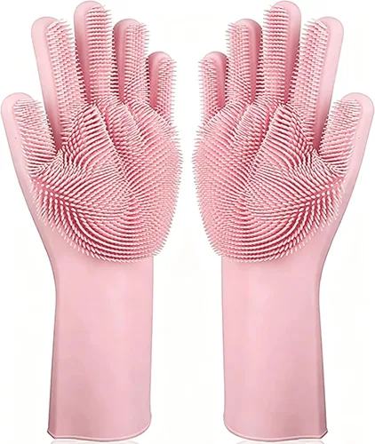Vista 7 de Magic Silicone Dishwashing Scrubber, 2 in 1 Reusable Rubber Gloves, Heat Resistant Kitchen Tool for Household