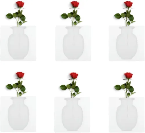 Vista 7 de Unframed Pop Prints Jarrón mágico de silicona, flores extraíbles reutilizables para montar en la pared, ramo autoadhesivo para decoración de 3pcs