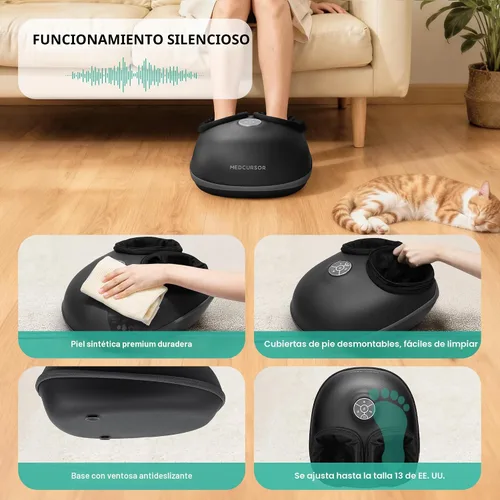 Vista 5 de Medcursor Masajeador de pies con calor - Máquina de amasado profundo Shiatsu mejorada 2026, intensidad de compresión de aire múltiple, control