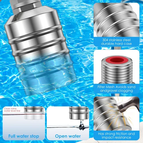 Vista 4 de Válvula de flotador de control de nivel de agua 304 Acero inoxidable Totalmente automática Mini válvula de bola flotante Apagado automático Tanque