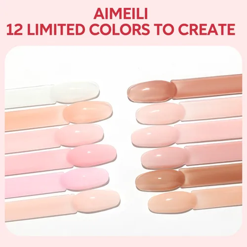 Vista 2 de AIMEILI Juego de esmaltes de uñas de gel nude – 12 colores sin hema, gelatina neutra, rosa, blanco lechoso, efecto transparente, manicura