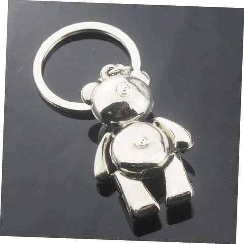 Vista 4 de CHILDWEET Llavero de metal con diseño de oso de plata, llavero de automóvil, decoración creativa para niñas y mujeres, plateado
