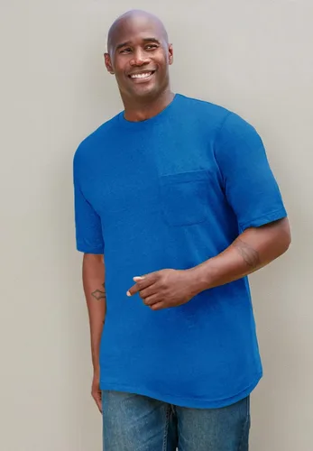 Vista 6 de KingSize Big & Tall Shrink-Less - Camiseta ligera, con cuello redondo, con bolsillo para hombre marino