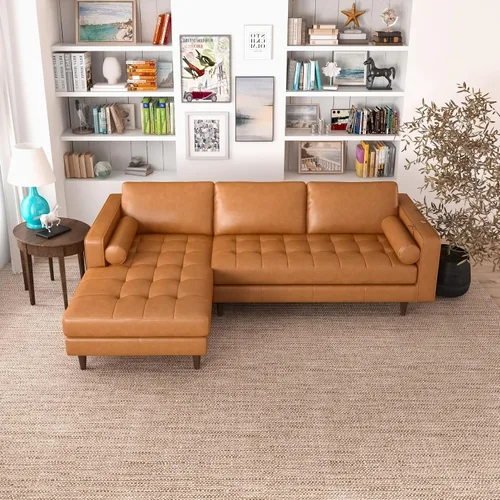 Vista 8 de Anthony - Sofá modular esquinero con orientación izquierda, sofá modular en forma de L de 4 asientos, sofá moderno tapizado suave para sala