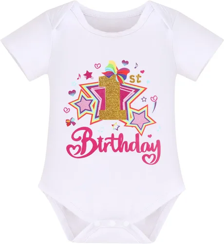 Vista 47 de IBAKOM Conjunto de ropa de 3 piezas para bebé niña de 1er cumpleaños + tutú de tul de princesa arcoíris + diadema con lazo, conjunto de ropa de 3