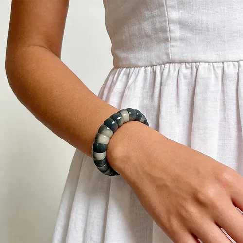 Vista 2 de Mudi - Pulsera para mujer con cuentas de semillas Bodhi naturales, pulsera elástica Zen Fidget alivia la ansiedad y el estrés