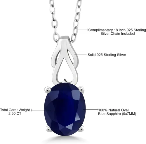Vista 83 de Gem Stone King Collar de plata de ley 925 con piedra natal ovalada de 0.354 x 0.276 in Collar con colgante solitario para mujer Con cadena