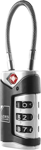 Vista 3 de 4014648 Lewis N Clark Travel Sentry Cable Lock 2 Pack negro
