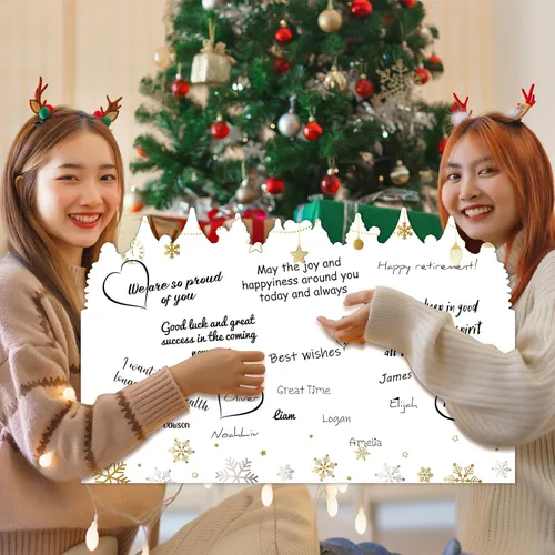 Vista 4 de Pasimy Tarjeta de felicitación de Navidad gigante de 25 x 16 pulgadas, tarjeta de felicitación de invierno gigante, libro de invitados grande